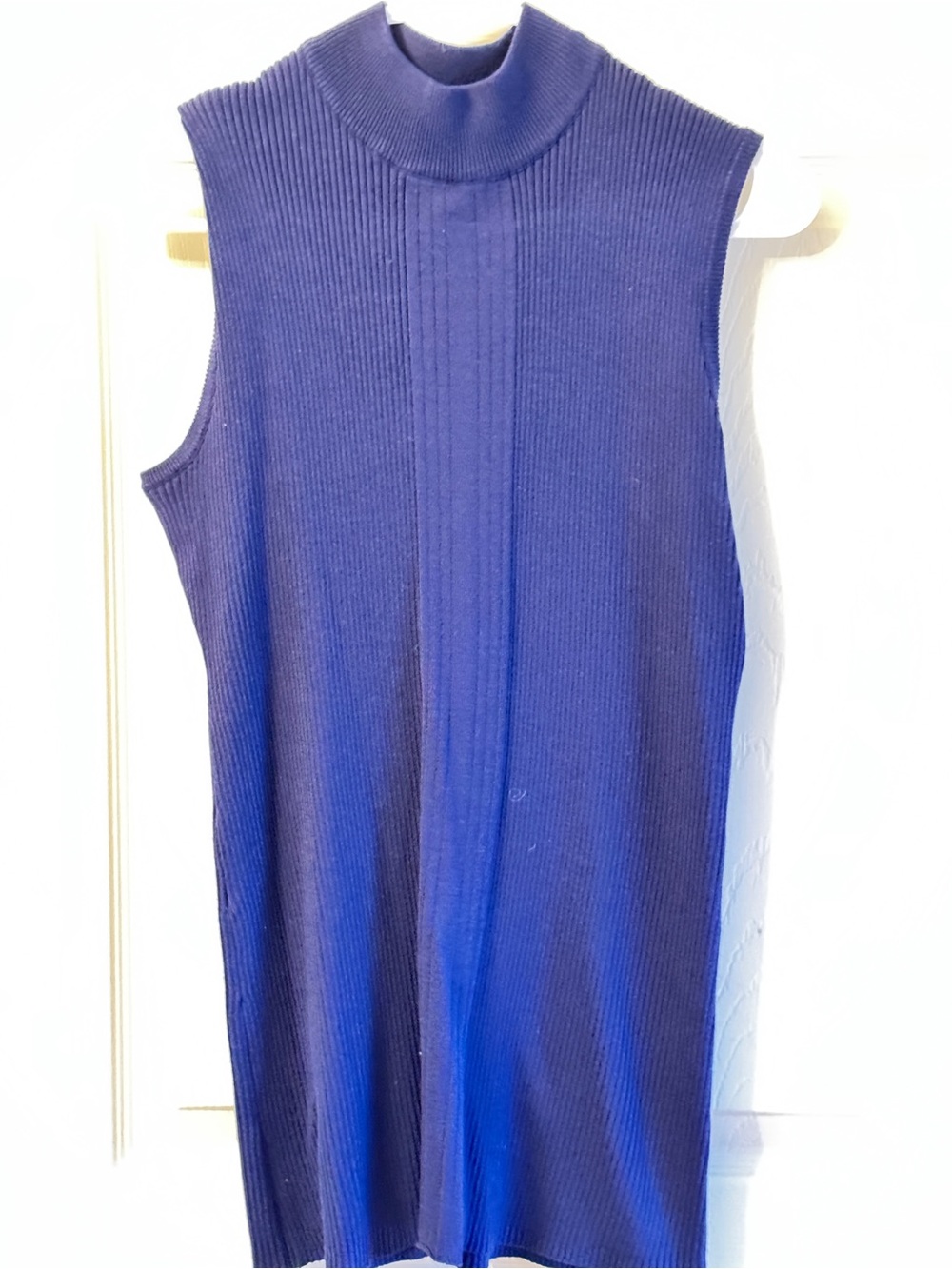 Ashley Stewart Sleeveless Ribbed Mock Neck Top in Royal Blue